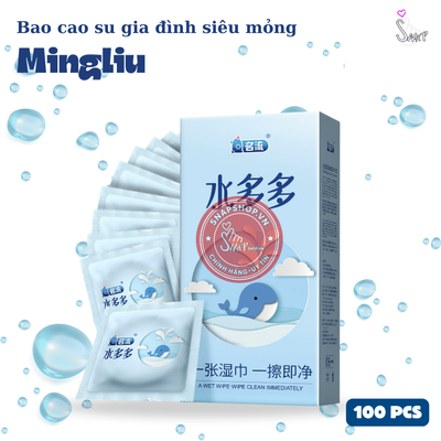 (Snapshop) Bao Cao Su Gia Đình Siêu Mỏng Cá Heo Xanh MingLiu Chính Hãng