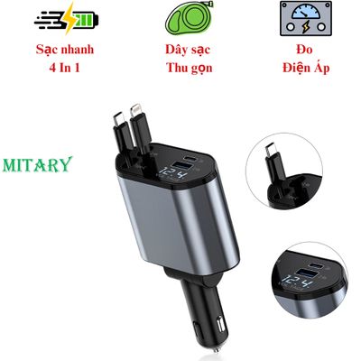 Tẩu Sạc Nhanh Ô Tô 4 trong 1 Cổng Type-C, Lightning rút gọn sạc nhanh cho Samsung Iphone Oppo Xiaomi ViVo Huawei MTR022 236090