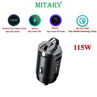 Tẩu sạc nhanh 115W gắn trên XE MÁY, Ô TÔ..cho Huawei, Oppo, Vivo, Xiaomi,Oppo, Honor , Samsung I-Phone, LG -MTR014 236146