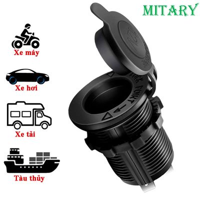 Ổ cắm tẩu sạc nhanh ô tô ,xe máy tàu thuyền chống nước, chống bụi vỏ nhựa cao cấp điện áp 12V-24V (MTR029) 236148