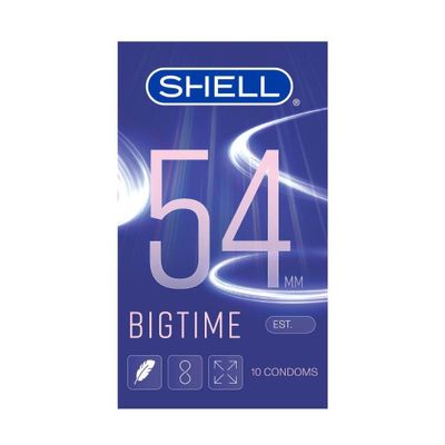 Bao cao su Shell Bigtime - Size 54mm, siêu mỏng, chống tuột, kéo dài thời gian - Hộp 10 cái 326991