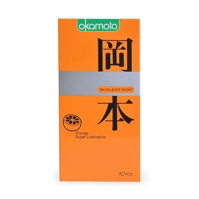 Bao cao su Okamoto Skinless Skin Orange Super Lubricative - Hương cam - Hộp 10 cái 327120