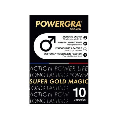 Viên uống tăng kích thước, kéo dài thời gian Powergra For Men (Super Gold Magic) - Hộp 10 viên 327467