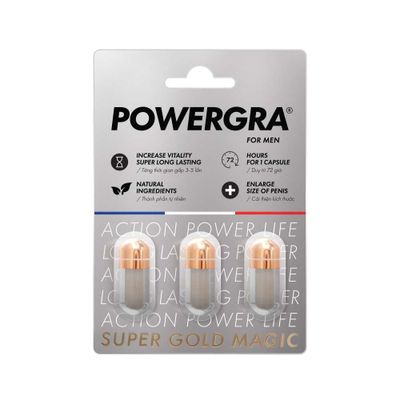 Viên uống tăng kích thước, kéo dài thời gian Powergra For Men (Super Gold Magic) - Vỉ 3 viên 327478