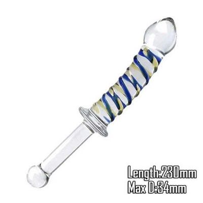 Dương Vật Giả Cầm Tay Bằng Thủy Tinh Hai Đầu Kích Thích Hậu Môn, Âm Đạo