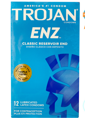 Bao cao su cổ điển Trojan ENZ Condoms For Contraception Plus ( Hộp 12 )