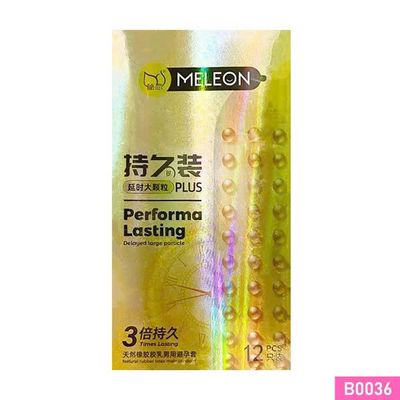 Bao cao su Meleon Performa Lasting Plus 3 Times mình gai hạt nổi lớn Hộp 12 cái