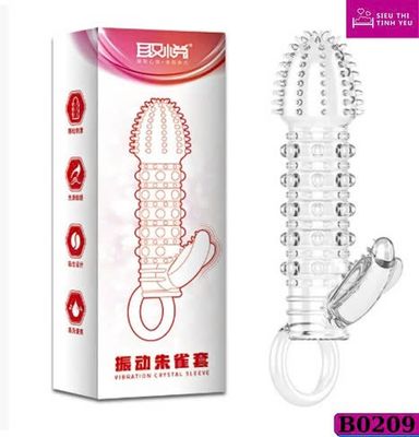 Bao cao su Aichao dài thêm 4cm có rung ở gốc dùng pin - Bộ răng sói Suzaku