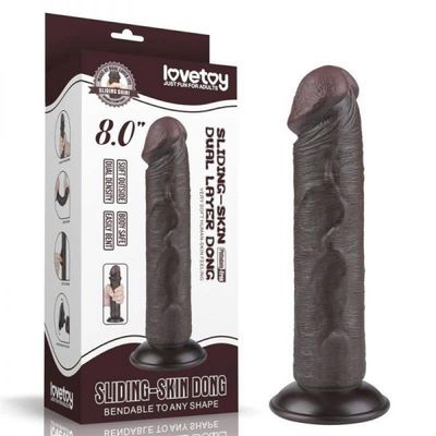Dương vật giả cao cấp Lovetoy sliding-skin dual layer 20cm màu đen