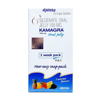 Thực phẩm hỗ trợ tăng sinh lý cường dương Ka ma gra Oral Jelly 100mg Vol-1 Ajanta 7 gói 7 vị chính hãng Ấn Độ