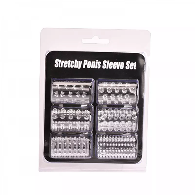 Bộ 6 cái bao đôn dương vật silicon trong suốt siêu gân gai