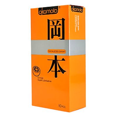 Bao cao su Okamoto Orange siêu mỏng hương cam nhiều gel hộp 10 chiếc