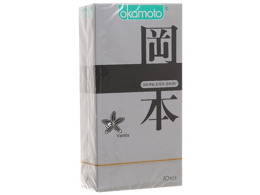 [Free Ship] Bao cao su Okamoto Vanilla siêu mỏng hương vani hộp 10 chiếc