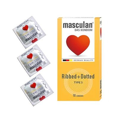 Bao cao su Masculan Ribbed + Dotted Type 3 gai gân hộp 10 chiếc