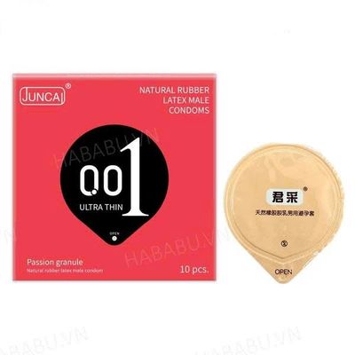 Bao cao su siêu mỏng Juncai 001 Passion Granule hộp 10 chiếc chính hãng