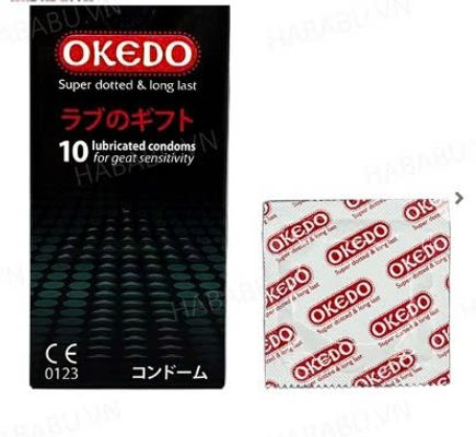 Bao cao su Okedo Super Dotted & Long Last hộp 10 chiếc kéo dài thời gian chính hãng