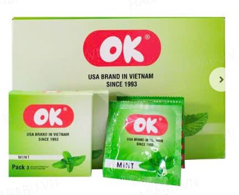 Bao cao su gia đình Ok Bạc Hà hộp 144 chiếc chính hãng