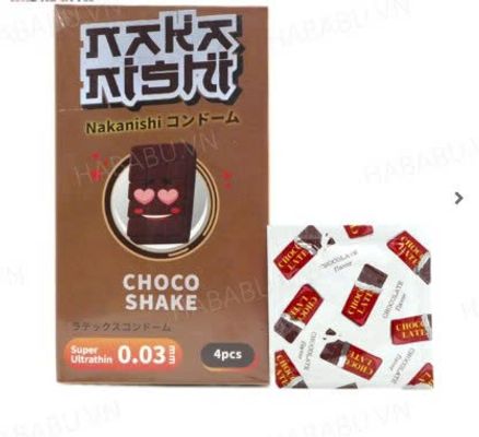 Bao cao su siêu mỏng Nakanishi 0.03 Chocolate hộp 4 chiếc chính hãng