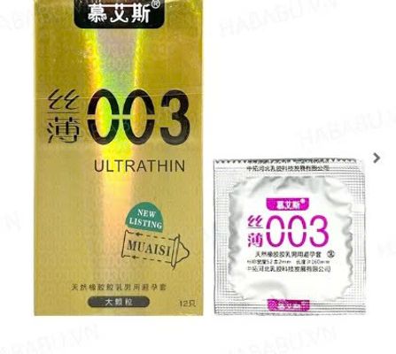 Bao cao su siêu mỏng Muaisi 0.03 Vàng hộp 12 chiếc Ultrathin chính hãng