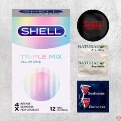 Bao cao su Shell Triple Mix gân gai siêu mỏng kích thích mát lạnh