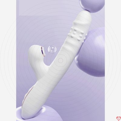 Dương vật giả Ankni rung thụt hút màu trắng siêu mềm có bi xoay