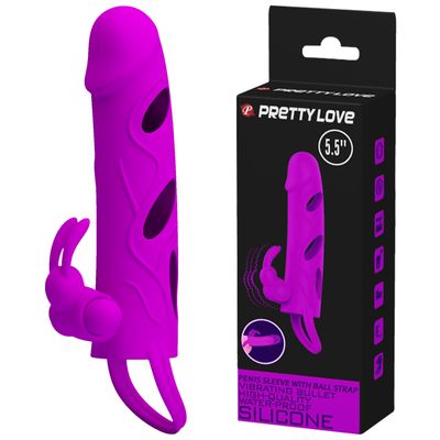 Bao Cao Su Đôn Dên Hỗ Trợ Tăng Khoái Cảm Nam Nữ Pretty Love Silicone 5.5'' Tím Chính Hãng