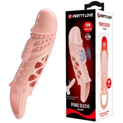 Bao Cao Su Đôn Dên Hỗ Trợ Tăng Khoái Cảm Nam Nữ Pretty Love TPR Material Add 0.98 Inch Màu Da Chính Hãng