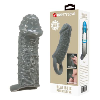 Bao Cao Su Đôn Dên Hạt Nổi Hỗ Trợ Tăng Khoái Cảm Nam Nữ Pretty Love REALISTIC PENIS SLEEVE Chính Hãng