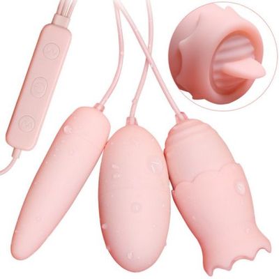 Bộ trứng rung 3 đầu có lưỡi liếm siêu kích thích