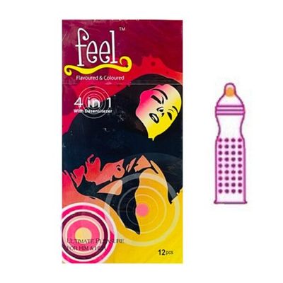 Bao cao su Feel 4in1 kéo dài thời gian và gân gai – Hộp 12 Cái