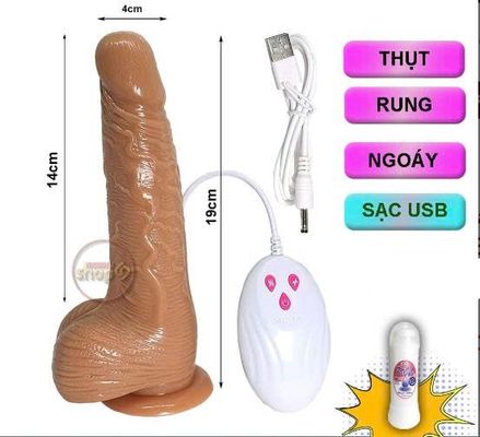 Dương vật giả rung ngoáy thụt pin sạc gân to Hỗ Trợ Tăng Khoái Cảm Nam Nữ Chính Hãng