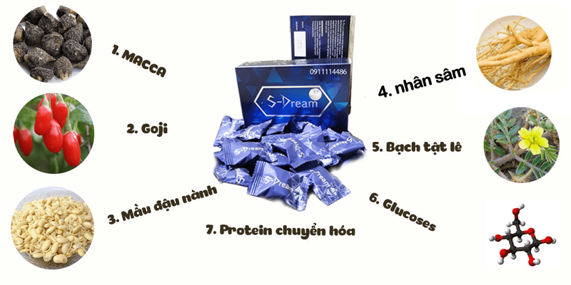 Kẹo hỗ trợ tăng cường sinh lí phái mạnh Kẹo Sâm S-Dream Candy Chính Hãng Malaysia 5 viên