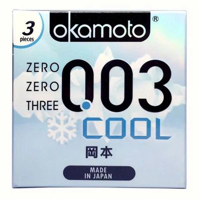 Bao Cao Su Okamoto 0.03 Cool Siêu Mỏng Bóng Láng Mát Lạnh Hộp 3 Cái Chính Hãng 363140