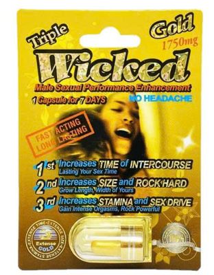 Viên uống cao cấp tinh chất thiên nhiên dành cho phái mạnh Wicked Gold 1750mg Triple Nhiều Chức Năng 1 Viên - Male Sexual