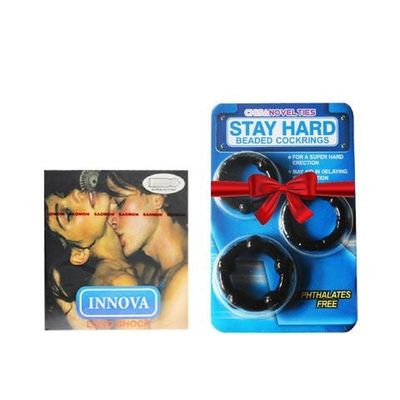 Bộ sản phảm phẩm quà tặng giá rẻ Bao Cao Su Innova 3 cái + Bộ Vòng Đeo Kéo dài cho Nam Giới Stay Hard chính hãng