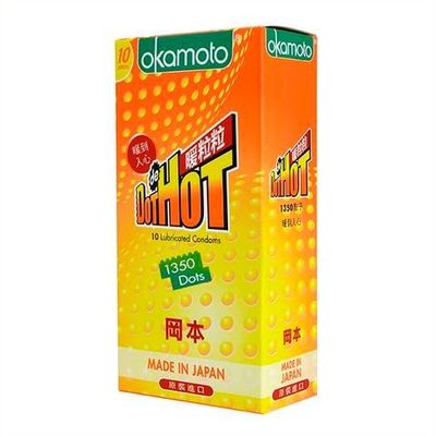 Bao Cao Su Okamoto Dot De Hot - Hộp 10 Cái, Nóng Ấm, Điểm Nổi