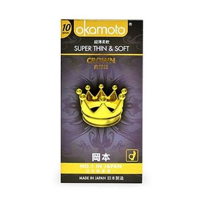 Bao Cao Su Okamoto Crown - Siêu Mỏng , Trơn , Truyền Nhiệt chân thật - Hộp 10 Cái