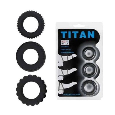 Bộ 3 Vòng Đeo Tạo Điểm Nhấn Tăng Kích Thước Dương Vật Cậu Bé Dành Cho Nam Titan ( Size Nhỏ ) Chính Hãng