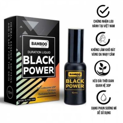 Chai Xịt Lành Tính Kéo Dài Thời Gian Hiệu Quả Dành Cho Nam Giới Bamboo Delay - Black Power - 15ml Chính Hãng