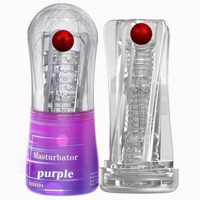 Cốc âm đạo dành cho nam giới Silicone Trong Suốt Kích Thích Có Rung với Gân Gai Bi kích thích chính hãng