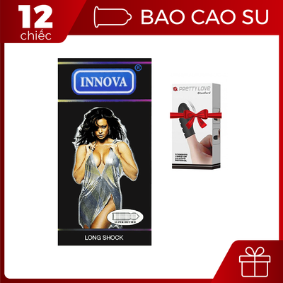Bộ sản phẩm cao cấp giá rẻ Bao cao su Innova siêu gai 12 cái và Ngón tay rung massage Pretty Love Chạm điểm G chính hãng