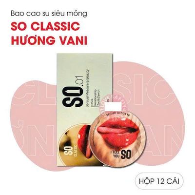 Bao Cao Su Siêu Mỏng SO Classic Hương Vani - Hộp 12 Cái