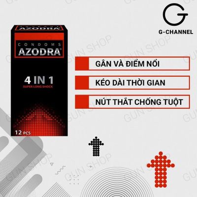 Bao cao su Azodra 4 in 1 - Kéo dài thời gian - Hộp 12 cái 378255