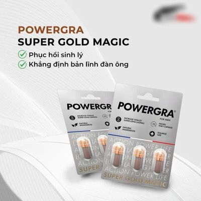 Bộ 2 vỉ 3 viên uống tăng kích thước, kéo dài thời gian Powergra For Men (Super Gold Magic) tặng kèm vỉ 1 viên 378644