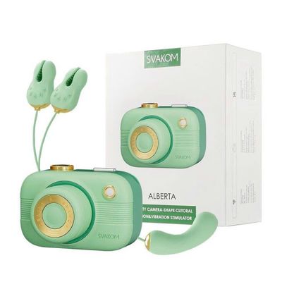 Máy massage 4 món Svakom Alberta Cao Cấp silicone mềm dạng máy ảnh rung tích hợp 3 kiểu cường độ và 5 kiểu hút
