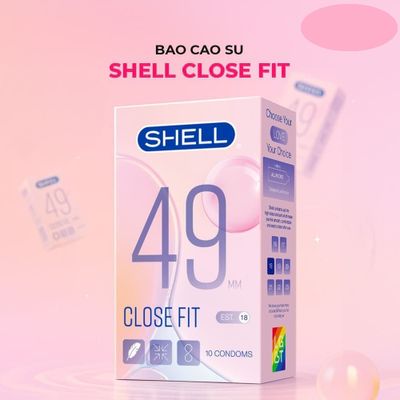 Bao cao su Shell Close Fit Size 49mm siêu mỏng chống tuột kéo dài thời gian  Hộp 10 cái cao cấp chính hãng