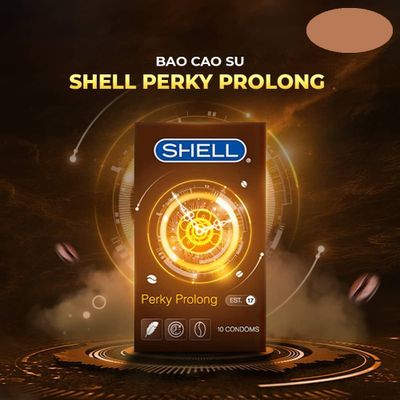 Bao cao su Shell Perky Prolong Siêu mỏng, kéo dài thời gian hương cà phê  Hộp 10 cái cao cấp chính hãng