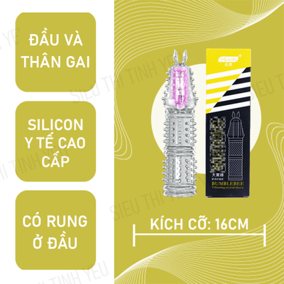 (Có Video) Bao cao su Yeain BumbleBee dài 16cm tai thỏ thân gai có rung ở đầu dùng pin