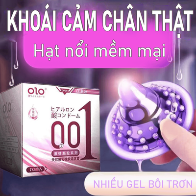 Bao cao su OLO 0.01 Zero Hồng siêu mỏng có hạt nhiều gel  Hộp 10 cái