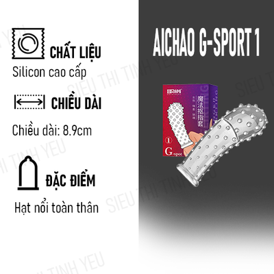 (có video)Bao cao su ngón tay Aichao G-Spot 1 hạt nổi toàn thân 